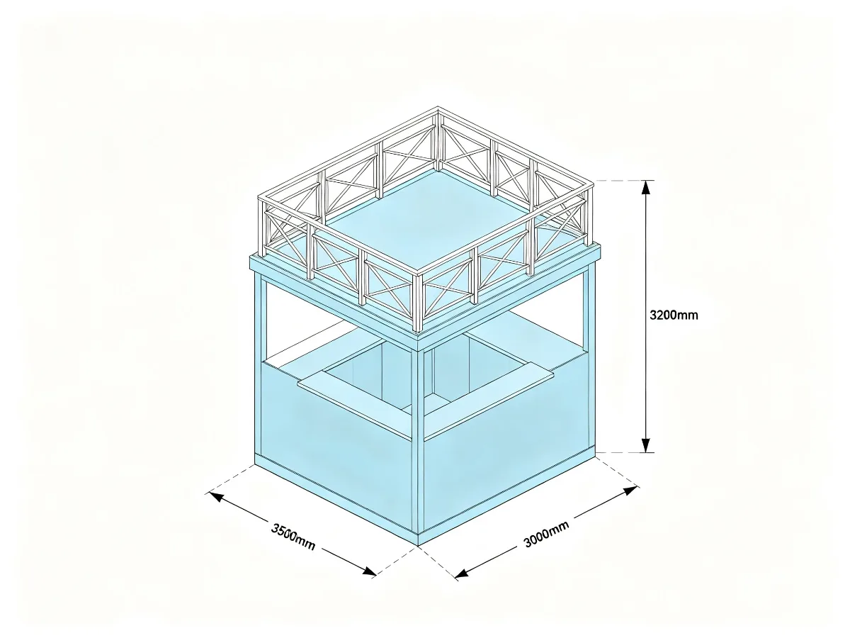 Two-Story Metal Outdoor Beach Kiosk 3500x3000x3200mm with Upper Observation Deck — product detail 1