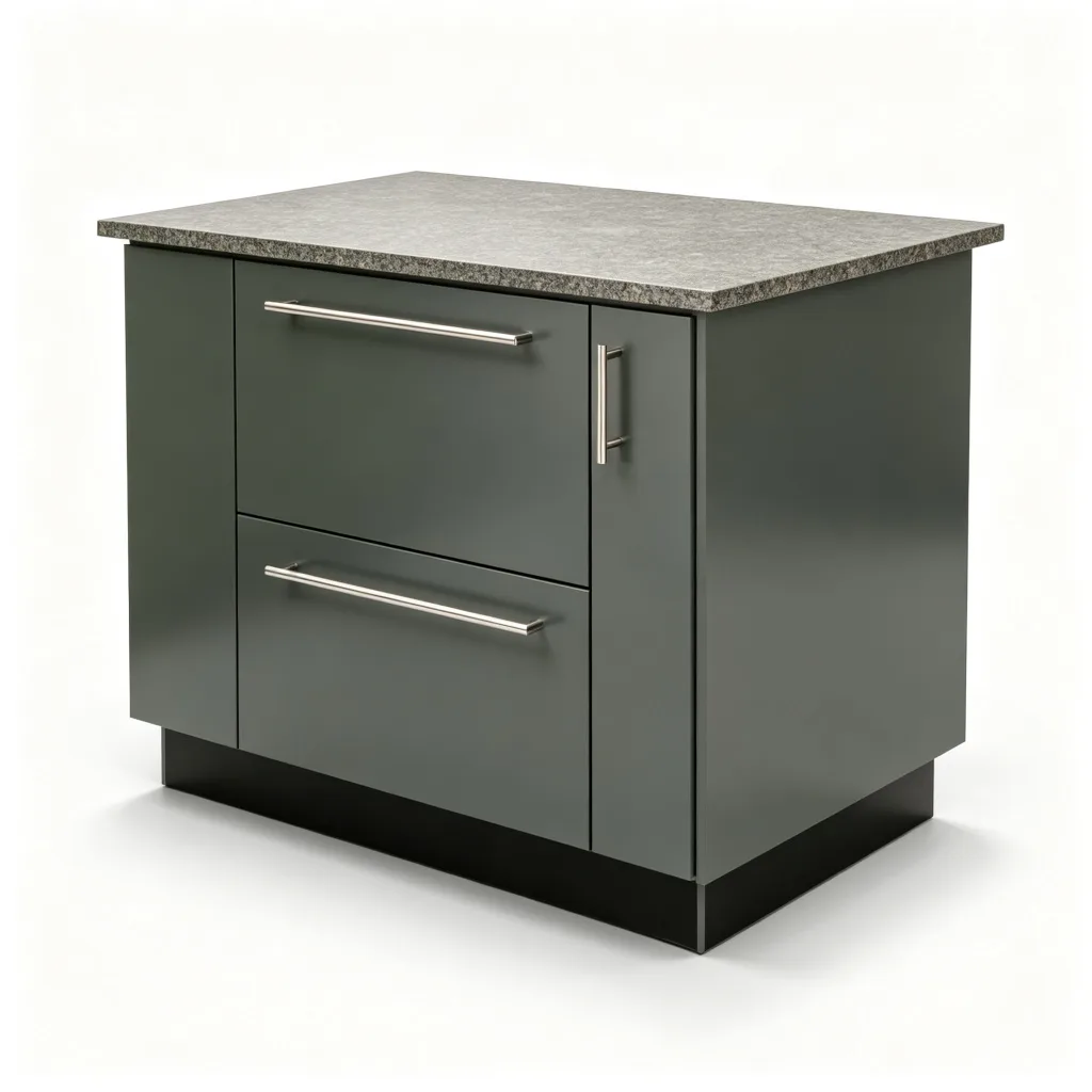 U-Shaped Double-Island Dark Green Outdoor Kitchen with Dual Sinks and Grill — view 3