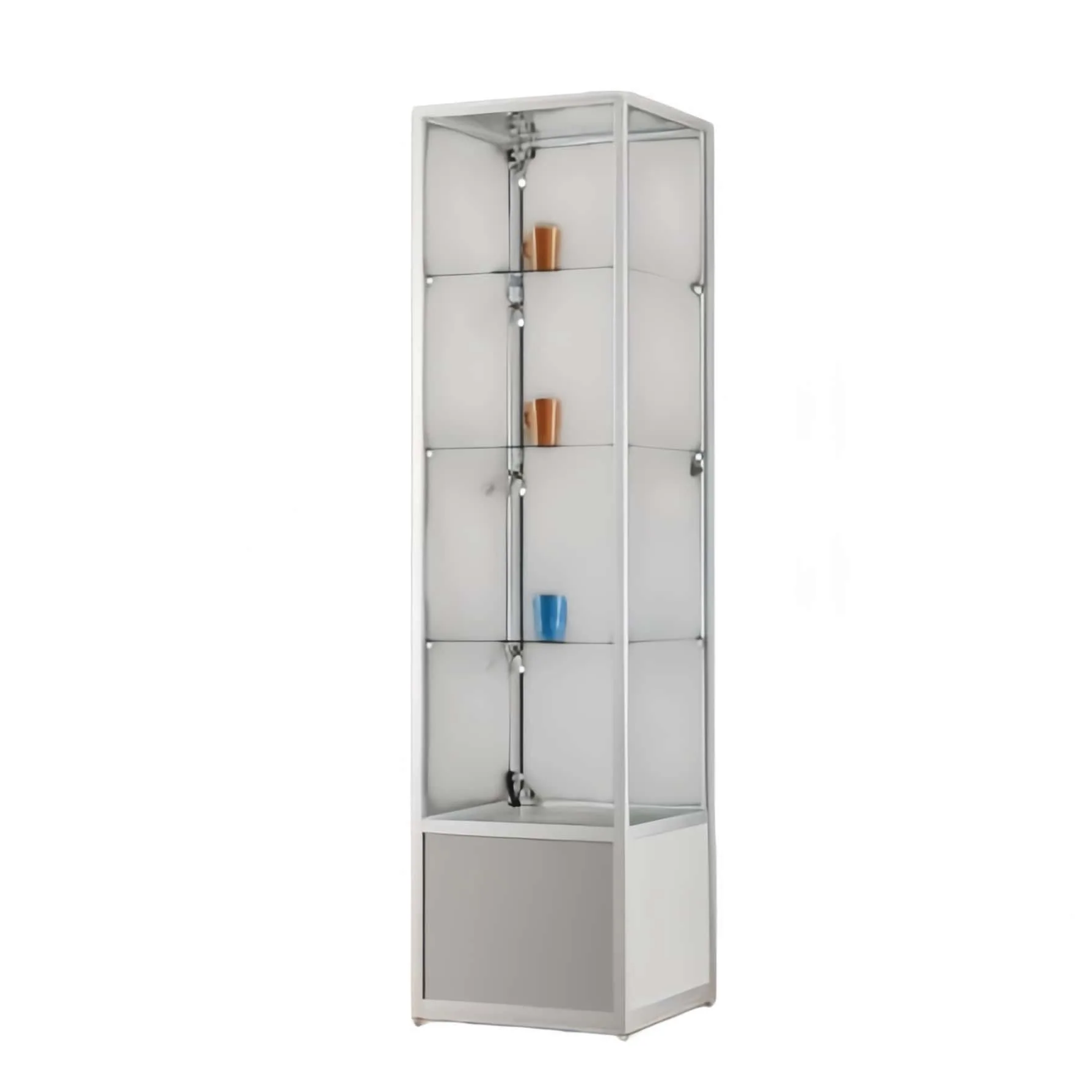 Ultra Slim Aluminium Frame Modern Glass Display Showcase & Pedestal Display Cabinet — view 6