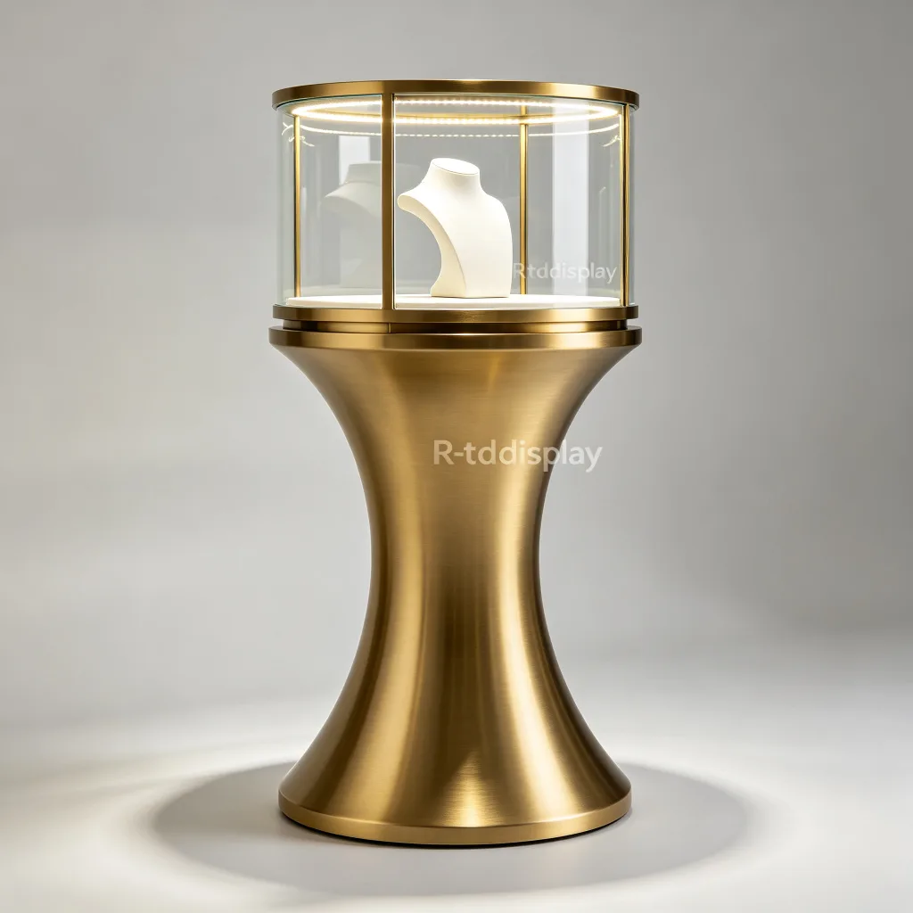 Unique Hourglass Jewelry Pedestal Showcase Gold Waisted Display Stand — view 3