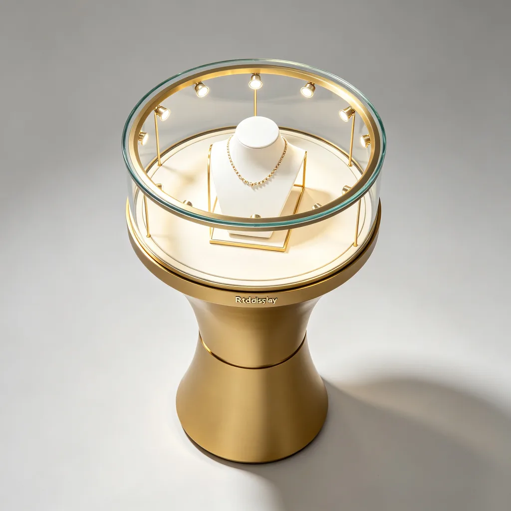 Unique Hourglass Jewelry Pedestal Showcase Gold Waisted Display Stand — view 4