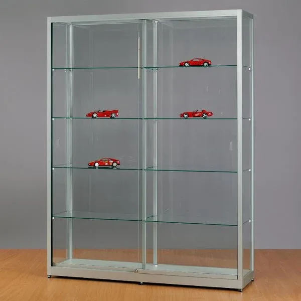Up to 1500mm Silver Aluminium Frame Glass Display Cabinet – Double Side Clear — view 3