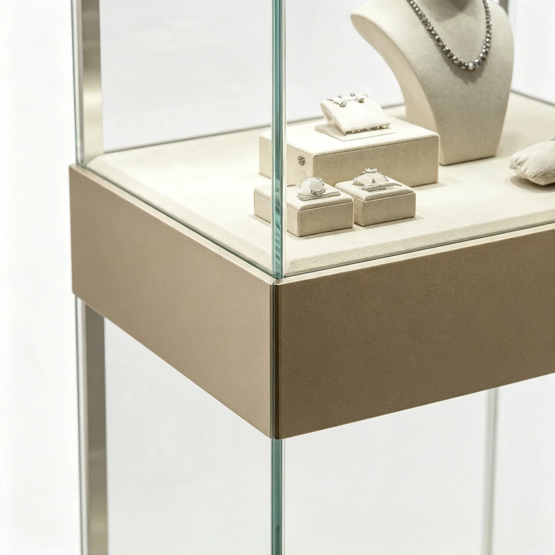 Vertical Square Glass Jewelry Display Showcase with Lights for Jewelry Shop — view 3