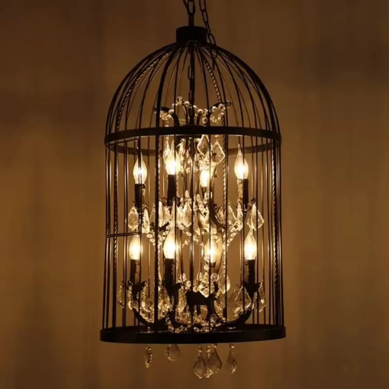 Vintage Birdcage Crystal Chandelier Brings Rustic Charm and Warm Glow to Your Coffee Shop — view 4