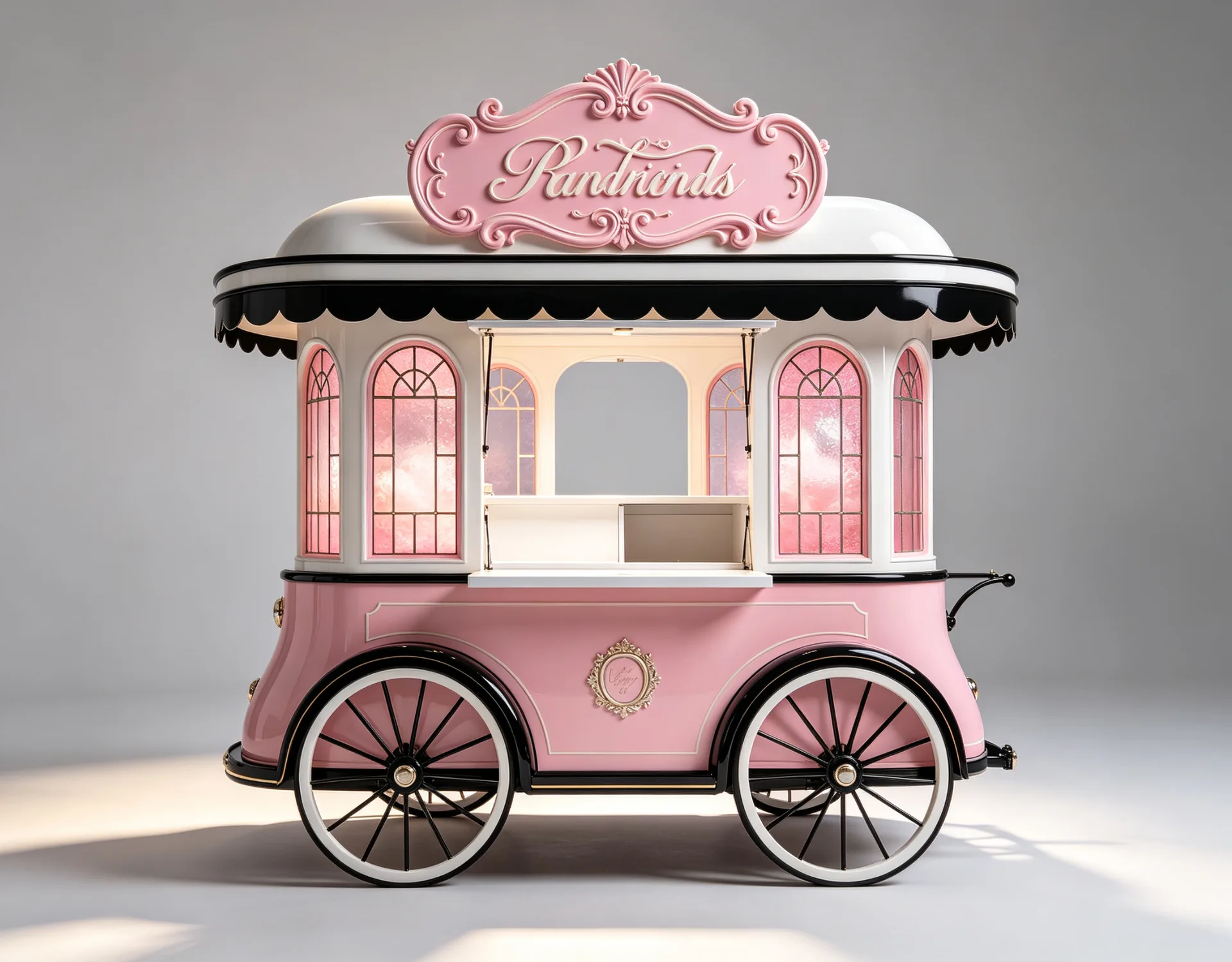 Vintage Candy Floss Cart – Mobile Cotton Candy Stand with Pink & White Retro Design for Events & Parties — view 4