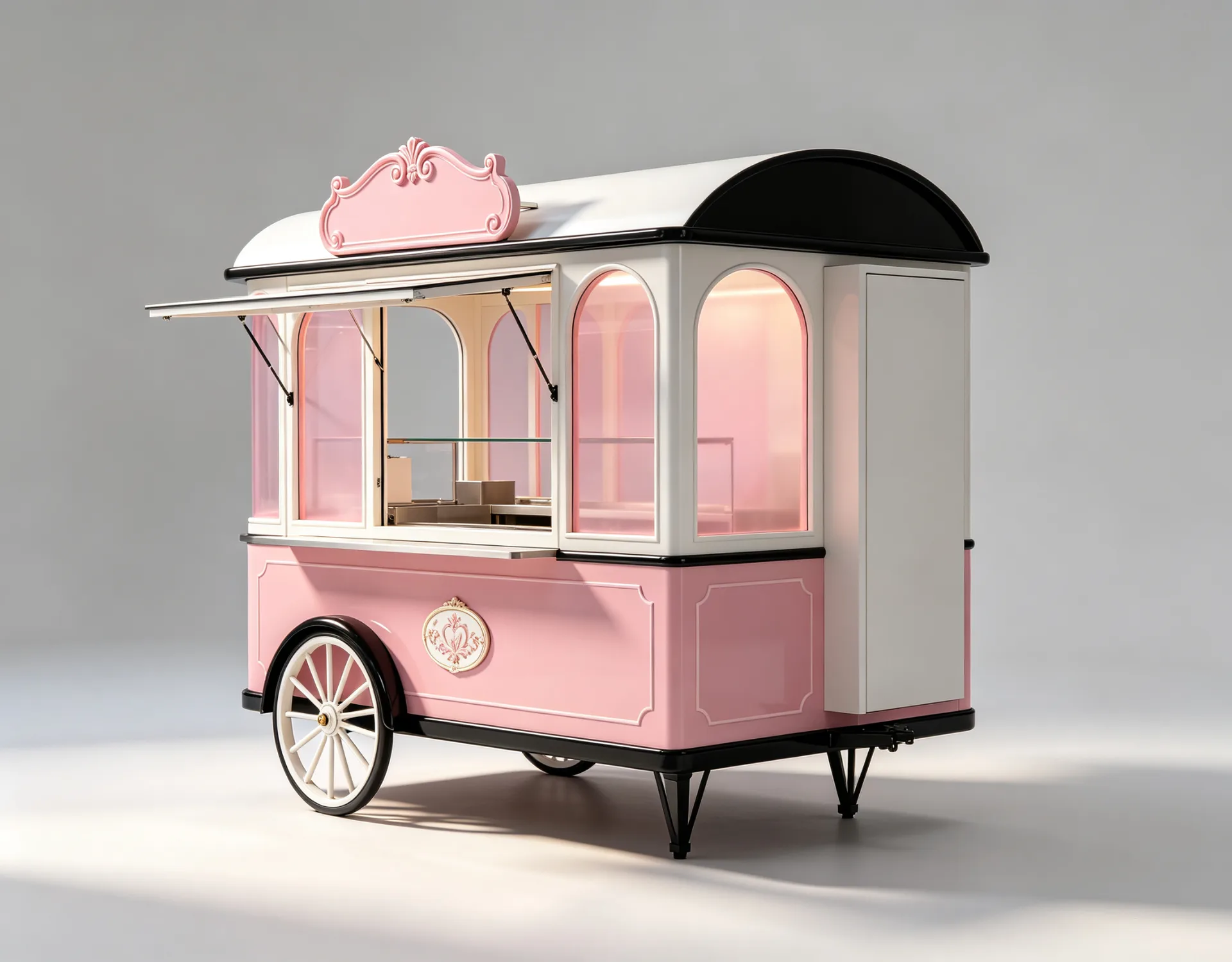 Vintage Candy Floss Cart – Mobile Cotton Candy Stand with Pink & White Retro Design for Events & Parties — view 2