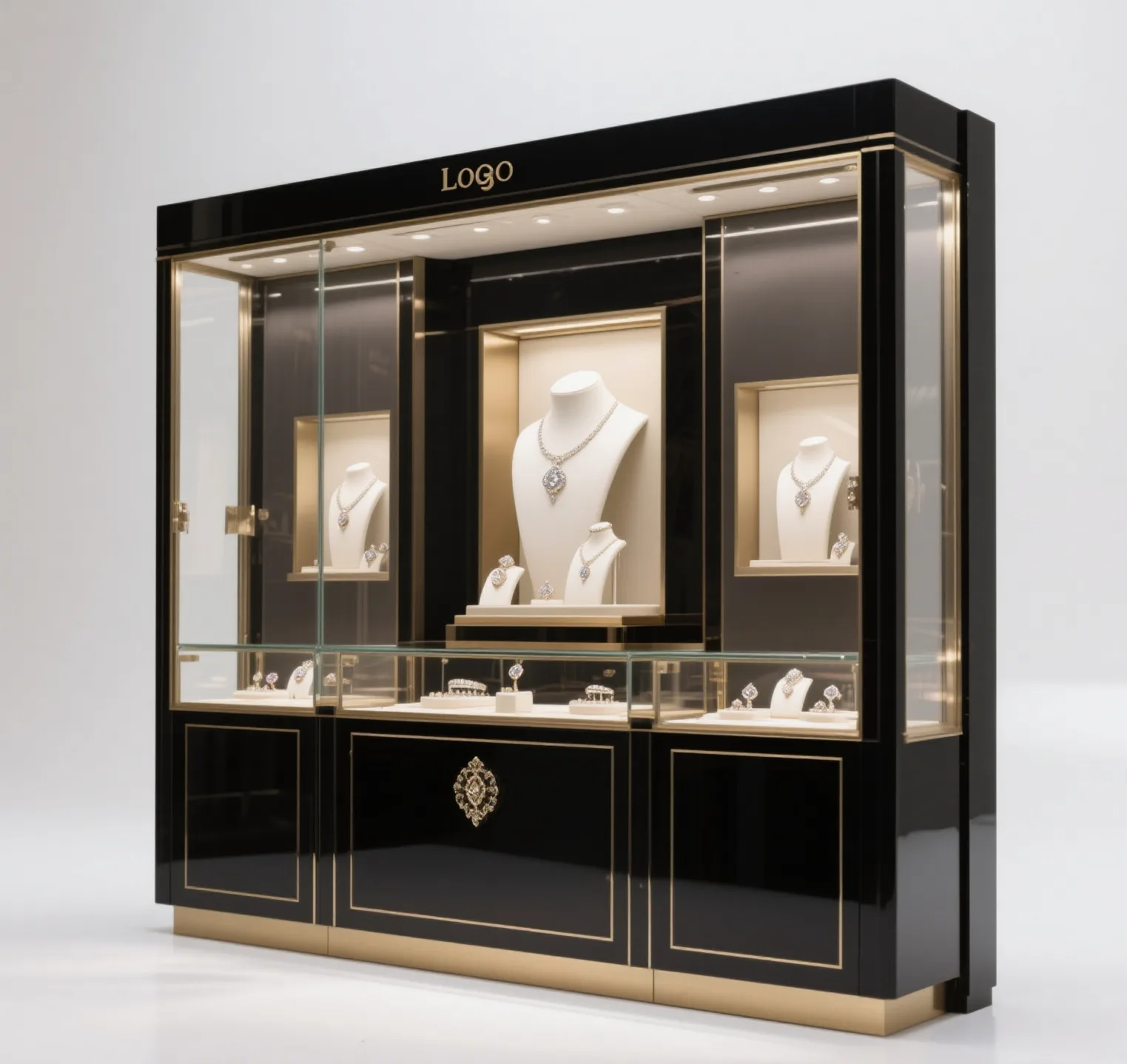 Vintage museum glass display cabinet design jewelry gallery display stand — view 3