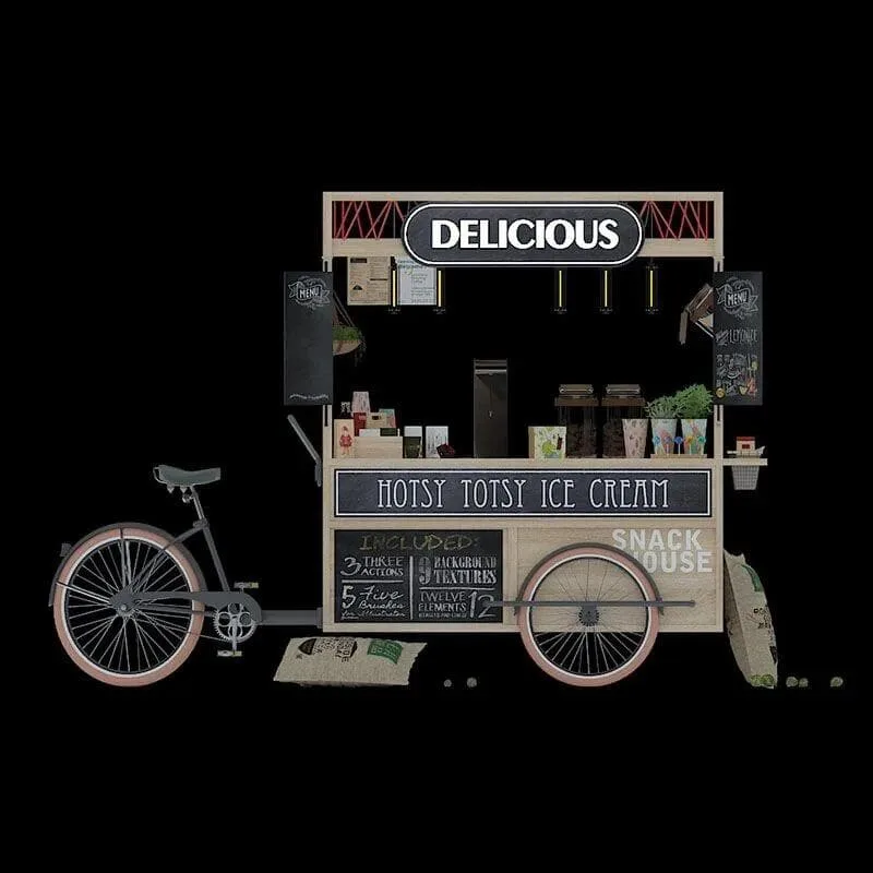 Vintage Wood Food Bike Mobile Coffee Kiosk For Outdoor Street — view 7