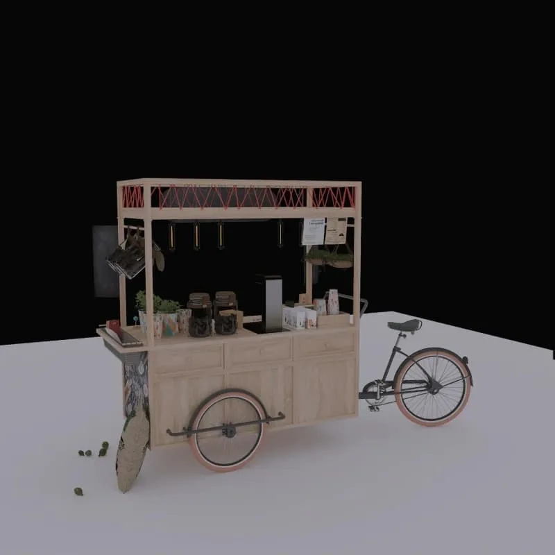 Vintage Wood Food Bike Mobile Coffee Kiosk For Outdoor Street — view 6
