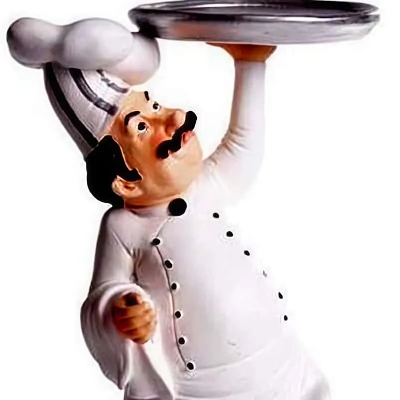 Vivid Retro Chubby Chef Statue with Serving Tray for Food Space Decoration — view 3