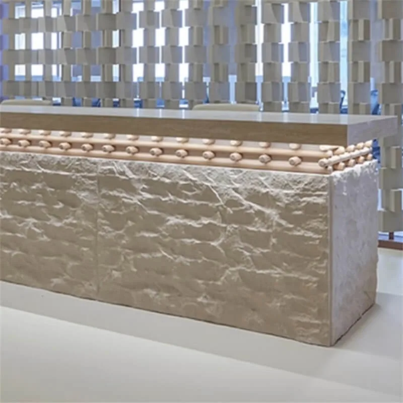 Wabi-Sabi Stone-Texture Art Reception Desk | Custom for Modern Offices & Hotel Lobbies — view 3