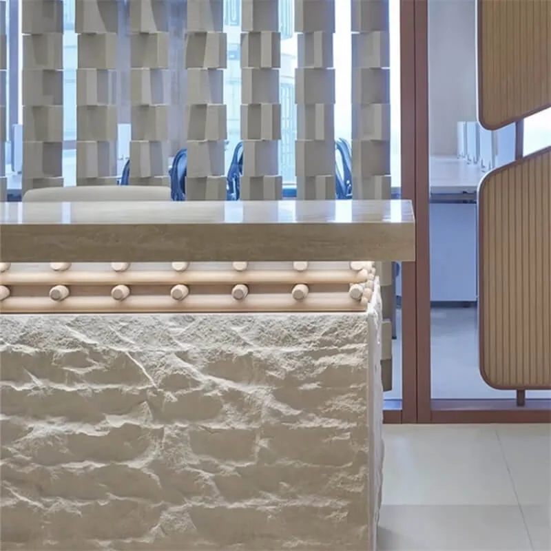 Wabi-Sabi Stone-Texture Art Reception Desk | Custom for Modern Offices & Hotel Lobbies — view 4