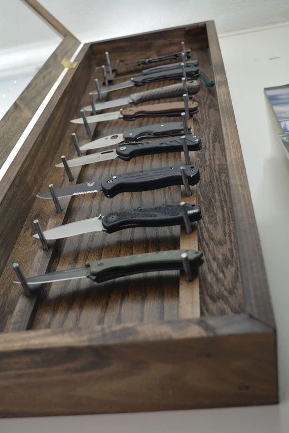 Wall Mount Wooden Knife Display Case — view 2