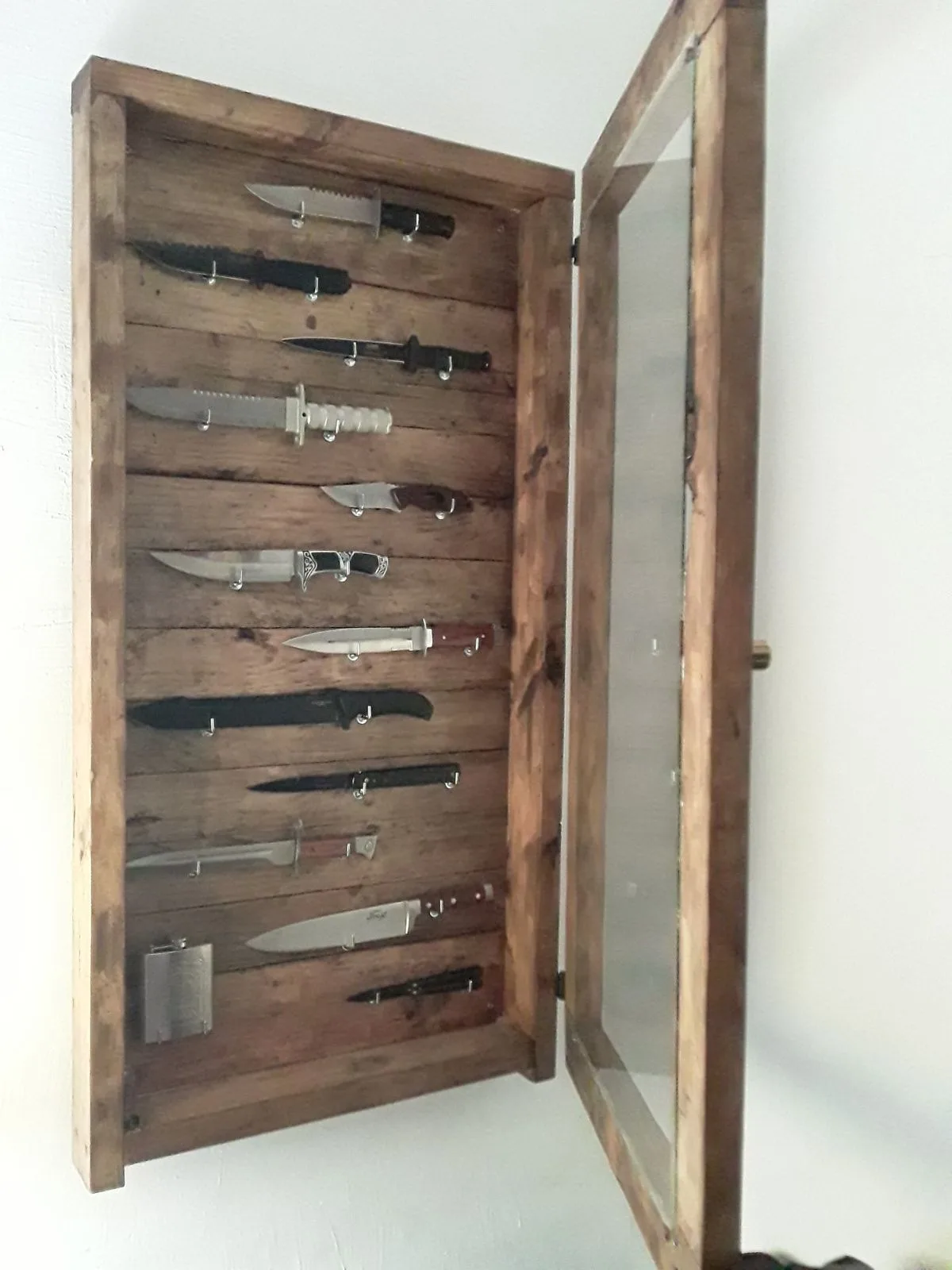 Wall Mount Wooden Knife Display Case