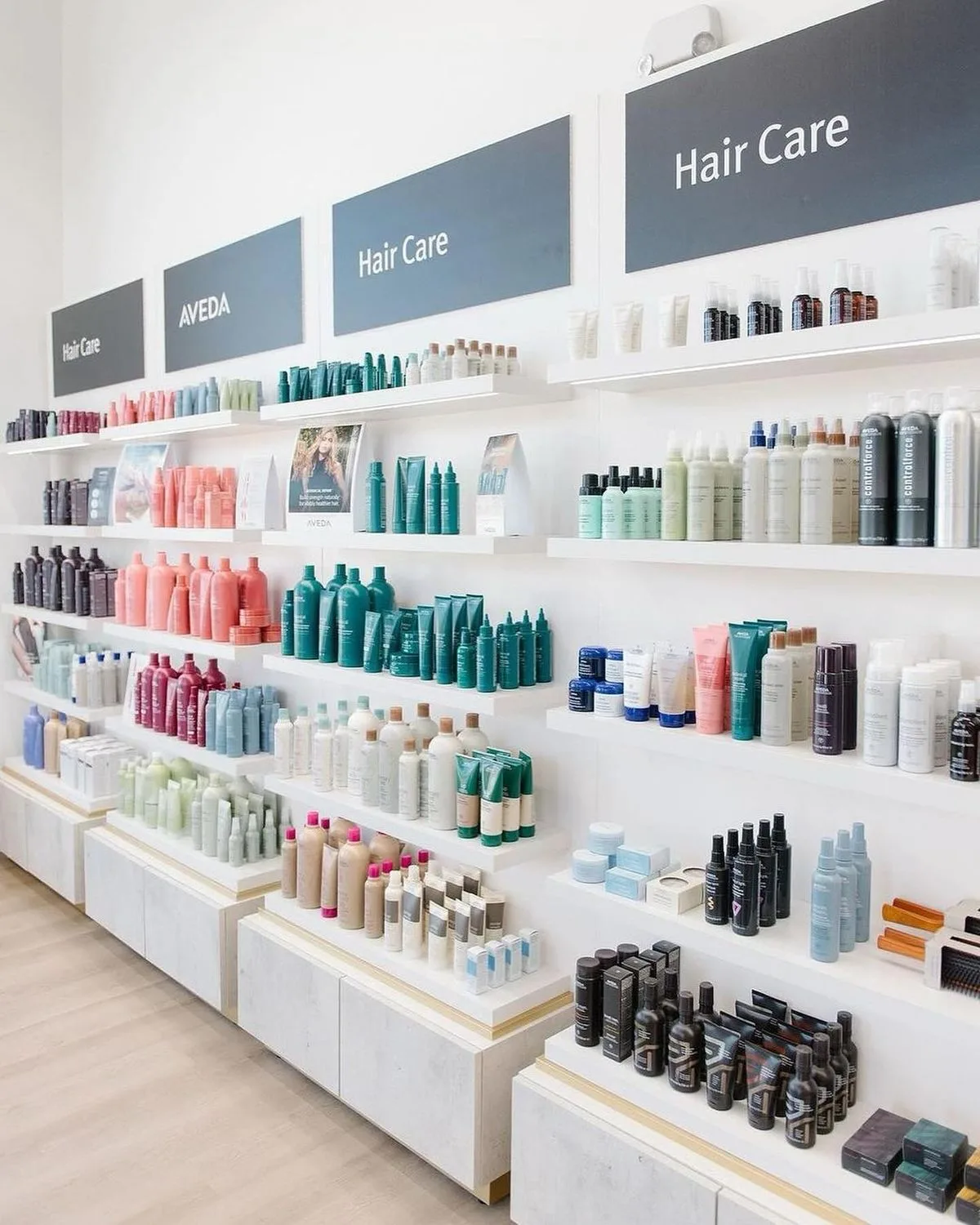 Wall Mounted Floating Layered Hair Care Product Display Shelf Set