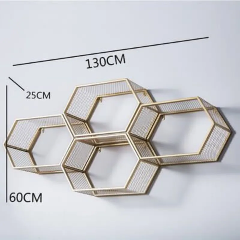 Wall mounted hexagonal display rack Stainless steel hollow display rack — view 4