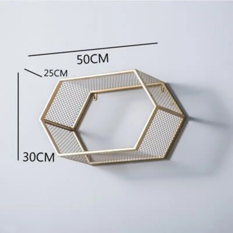 Wall mounted hexagonal display rack Stainless steel hollow display rack — view 5