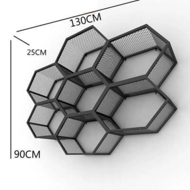 Wall mounted hexagonal display rack Stainless steel hollow display rack — view 6