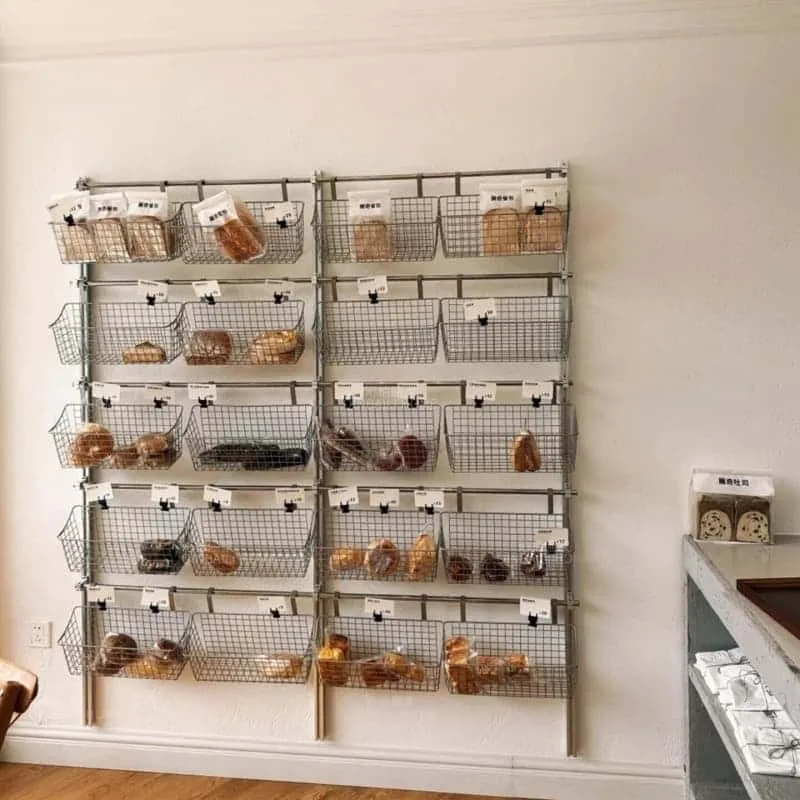 Wall Mounted Metal Wire Bakery Display Shelf for Bread and Pastry Storage — view 3