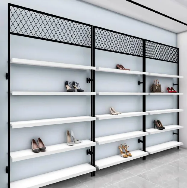 Wall Mounted Shoe Rack – Black Metal Retail Display Shelf — view 2