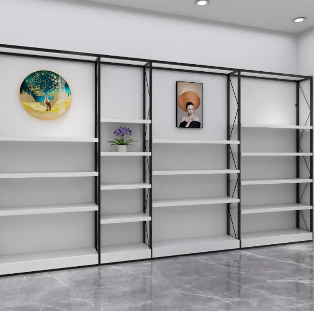 Wall Mounted Shoe Rack – Black Metal Retail Display Shelf