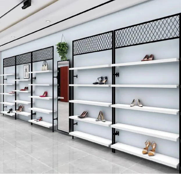 Wall Mounted Shoe Rack – Black Metal Retail Display Shelf — view 3
