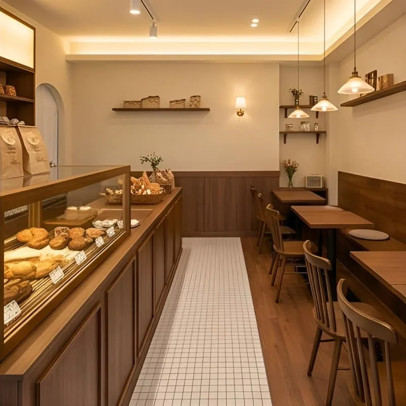 Warm Walnut Custom Commercial Bakery Display Counter for Modern Bakery Shop — view 5