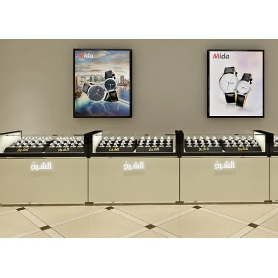 Watch display showcase with glass counter on sale — product detail 2