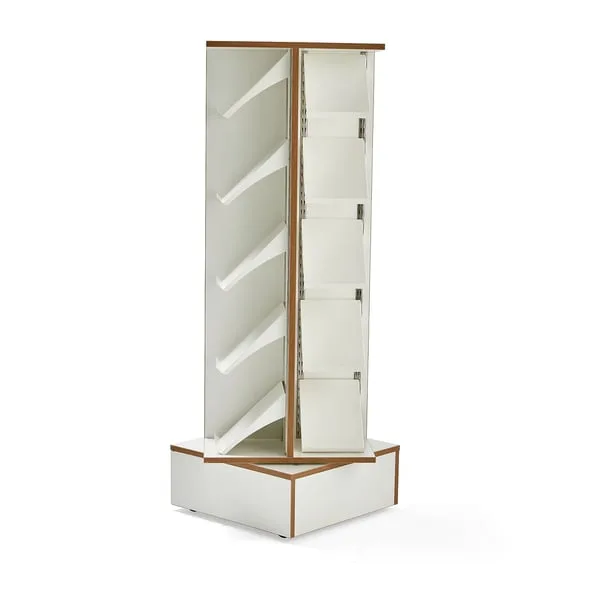 White and wooden book display rack on sale — product detail 1