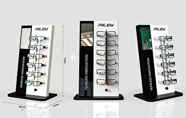 White & Black Countertop 6-Pair Sunglasses Rack Display for Retail Shops — view 3