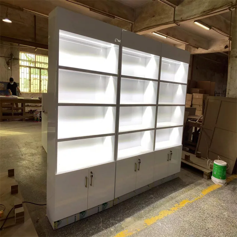 White Cosmetic Cabinet Design Charming Cosmetic Stand with LED Light — view 4