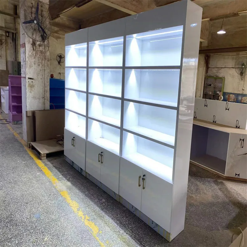 White Cosmetic Cabinet Design Charming Cosmetic Stand with LED Light — view 3