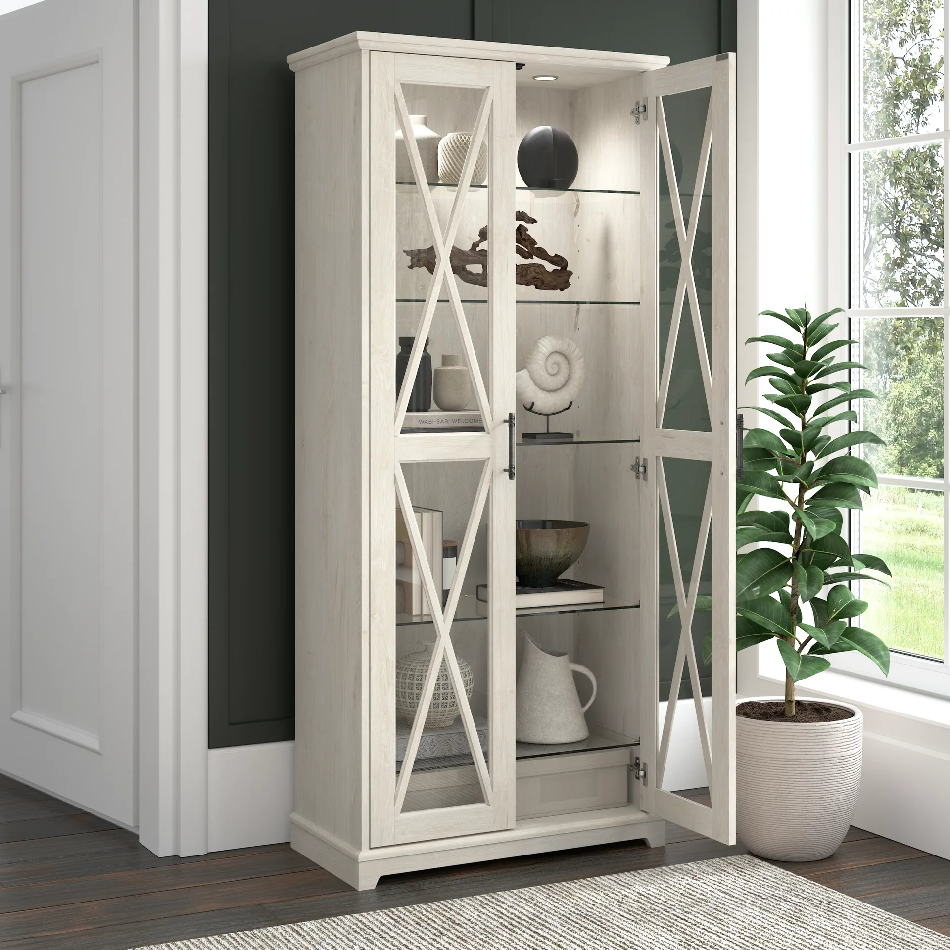 White Curio Cabinet Modern Curio Display Cabinet on Sale — view 4