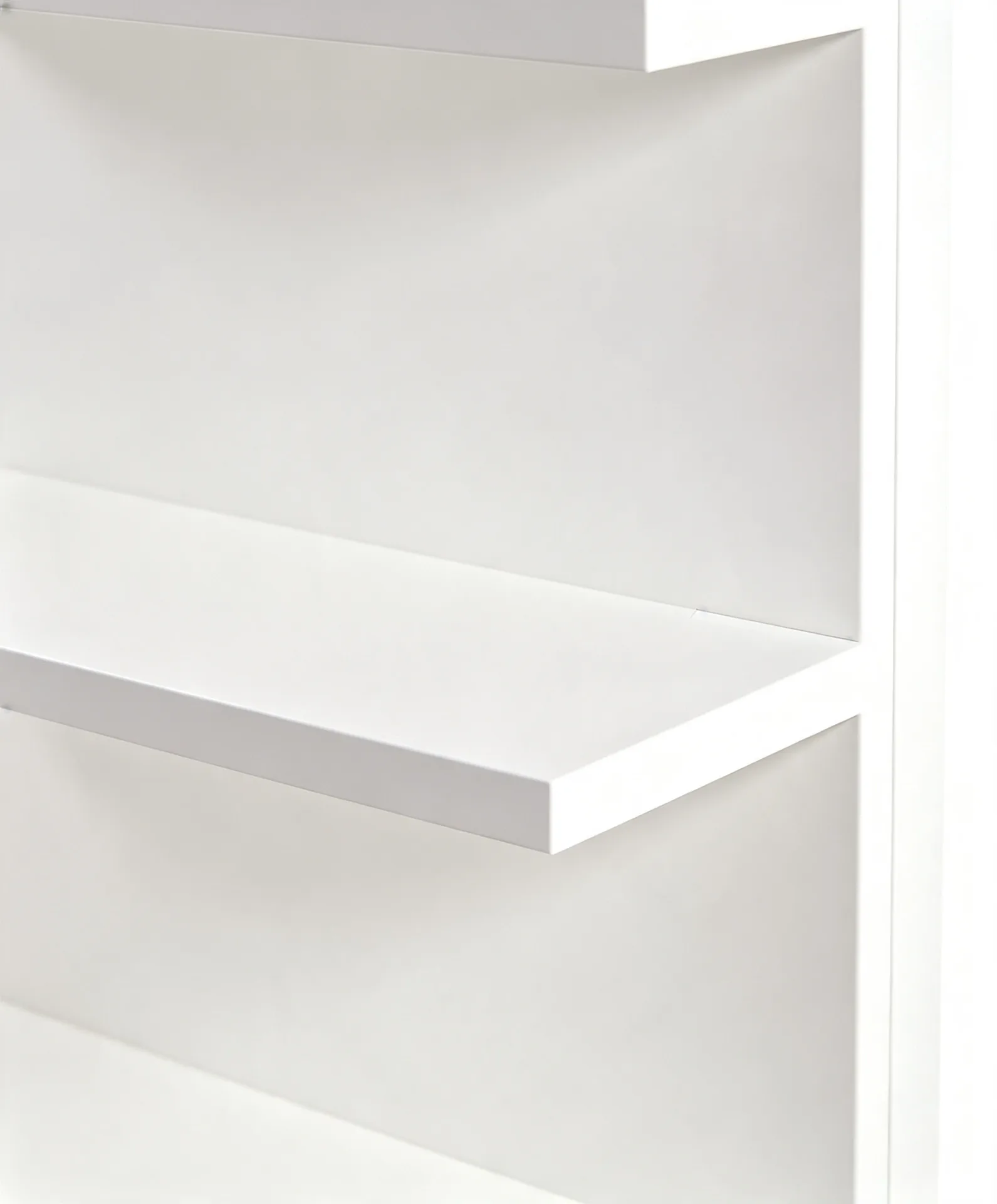 White Curved-Top Wall Display Shelving Unit with Storage Drawer For Retail Shop — view 3