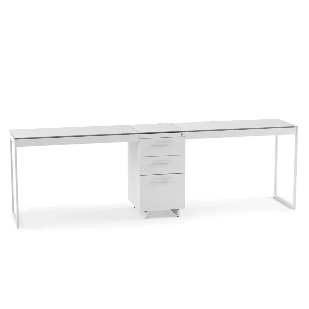 White Double Optical Dispensing Table with Locking Cabinet — view 5