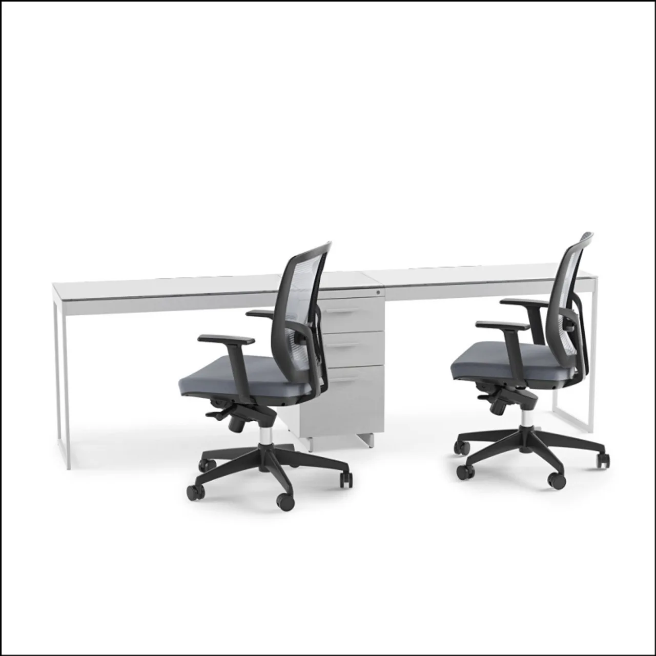 White Double Optical Dispensing Table with Locking Cabinet — view 4