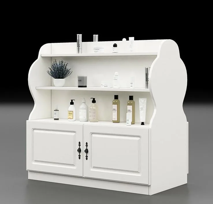 White elegant cosmetic cabinet design & customized cosmetic retail shop stand — view 2