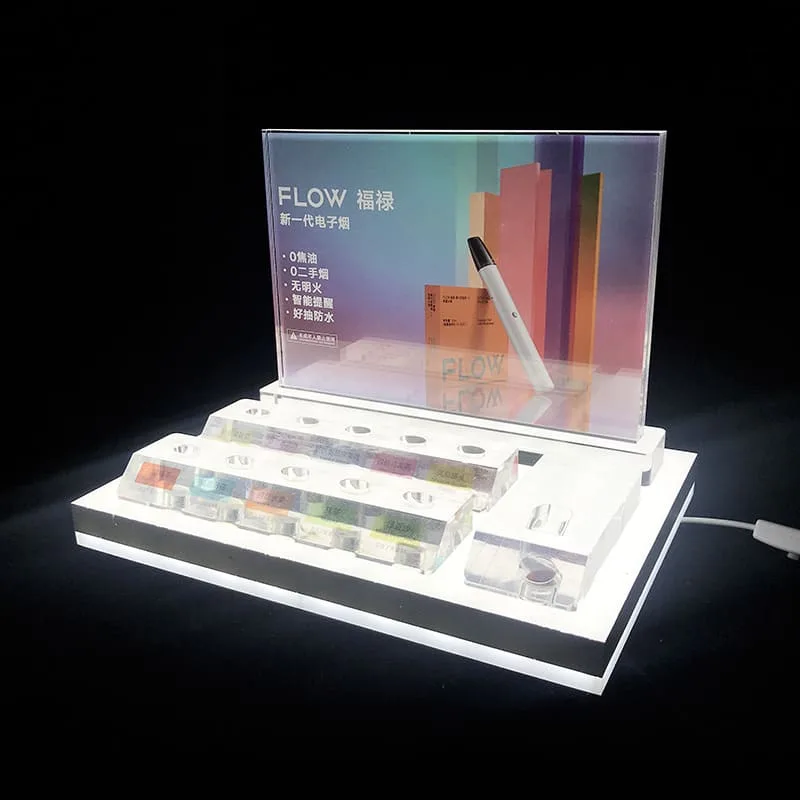 White eye-attaching vape stand display design e-cigarette shop furniture — view 3