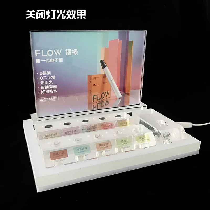 White eye-attaching vape stand display design e-cigarette shop furniture — view 4