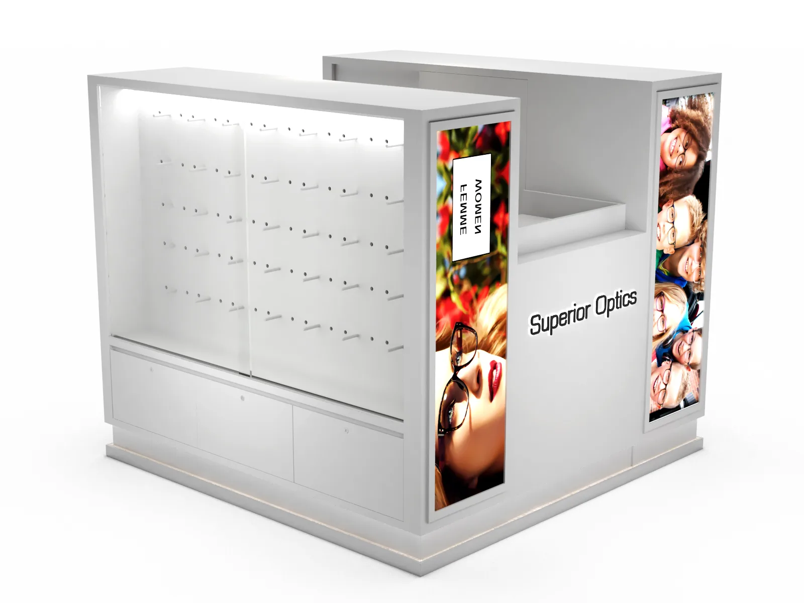 White Eyewear Mall Kiosk – Bright, Smart, and Built for Retail — view 2