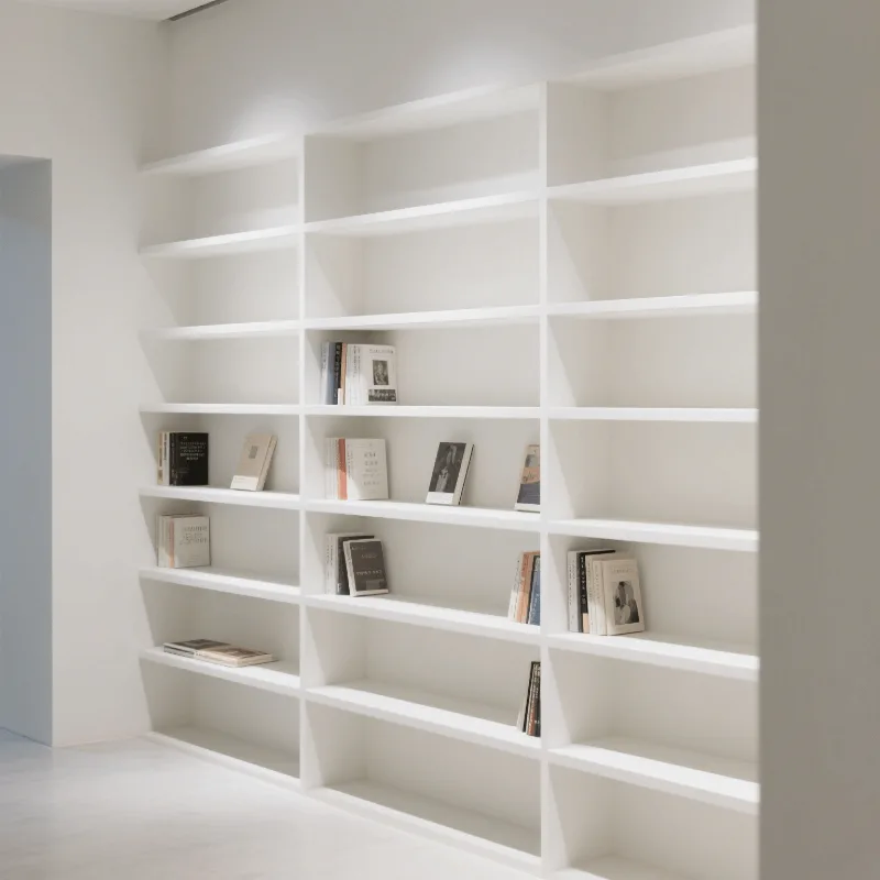 White minimalist display bookshelf Library&bookstore display cabinet — view 4