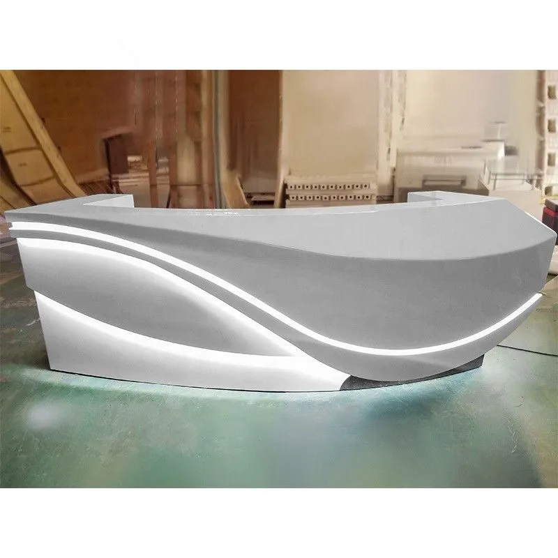 White modern reception desk design & office front desk furniture — view 3