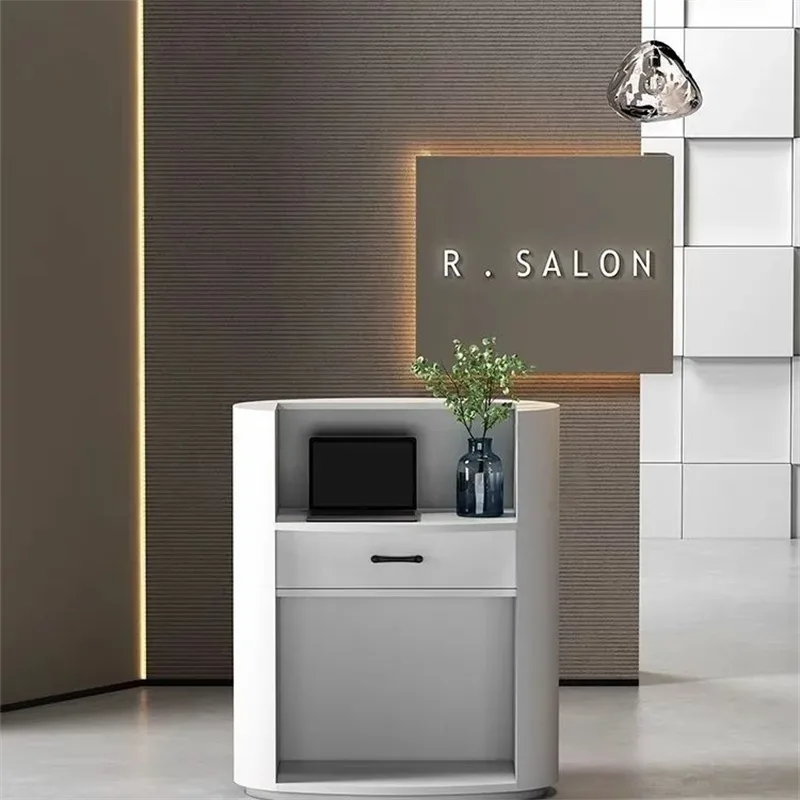 White & small reception desk salo shop furniture design for sale — view 3