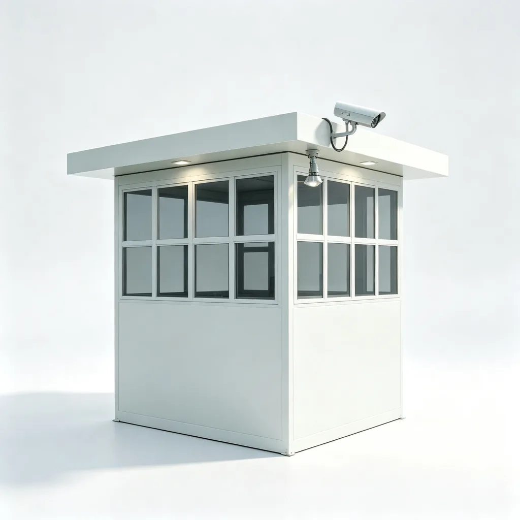 White Steel Guard Booth with Security Cameras Prefab Toll Station Shelter — view 3