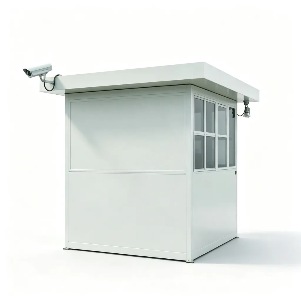 White Steel Guard Booth with Security Cameras Prefab Toll Station Shelter — view 4