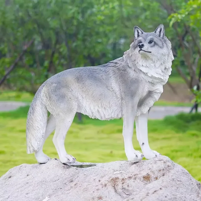 Wolf Fiberglass Sculpture For Holiday Park Landscape Decor