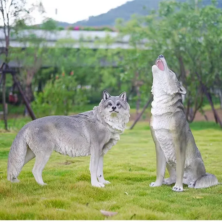 Wolf Fiberglass Sculpture For Holiday Park Landscape Decor — view 4