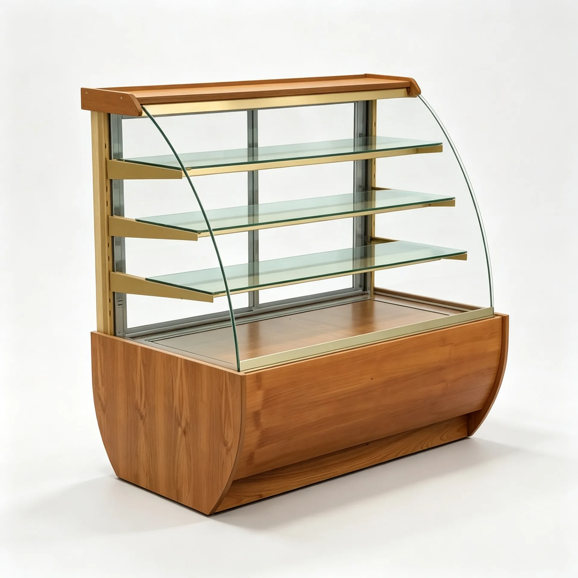 Wood Curved Glass Bakery Display Cabinet for Cake Pastry Dessert Retail Shop — view 3