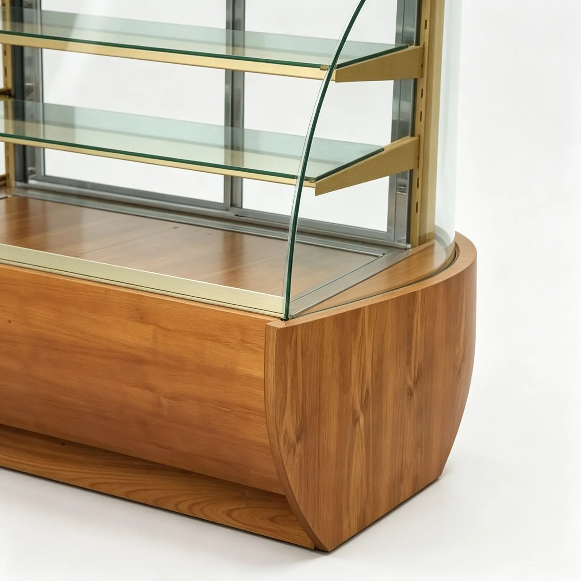 Wood Curved Glass Bakery Display Cabinet for Cake Pastry Dessert Retail Shop — view 4