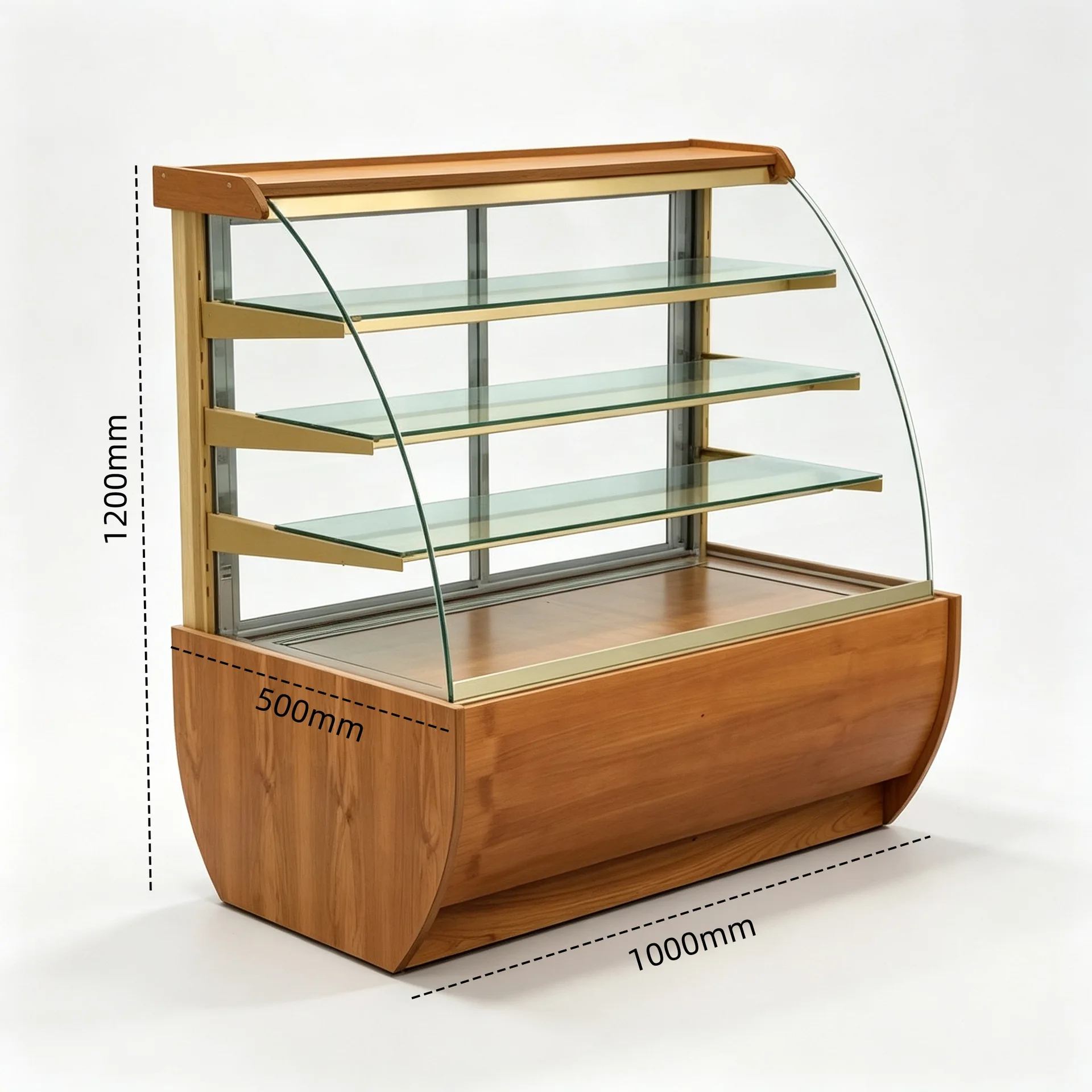 Wood Curved Glass Bakery Display Cabinet for Cake Pastry Dessert Retail Shop — product detail 1